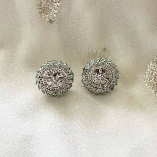 Silver CZ swirl pattern studs - Adorna