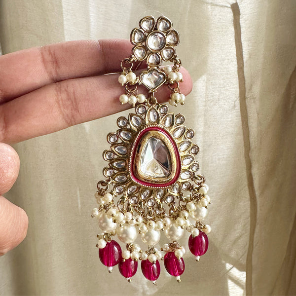 Polki 1D Floral long earrings