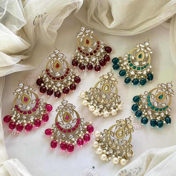 Polki Petal Chandbali earrings