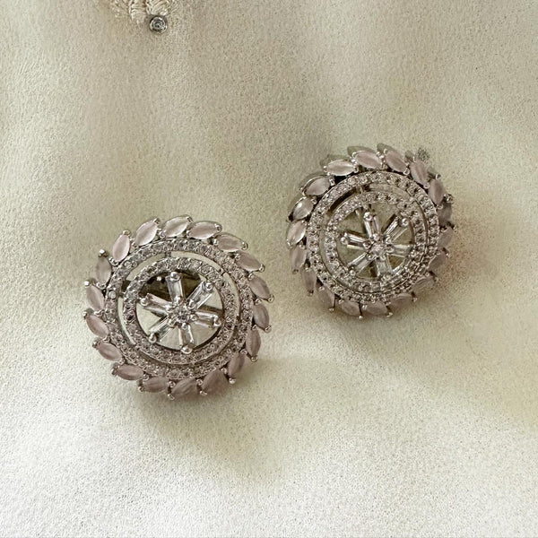 Silver CZ swirl pattern studs - Adorna