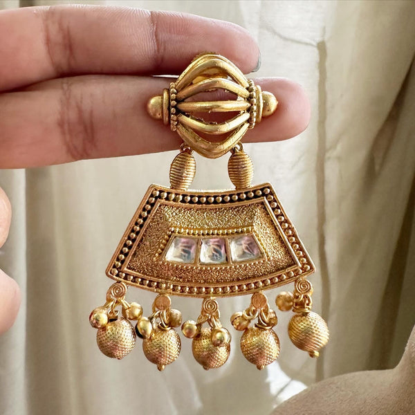 Gold Polki Swing Pret earrings - Adorna