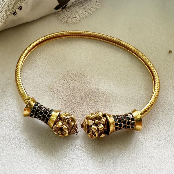 Matte CZ cuff floral ends bracelet