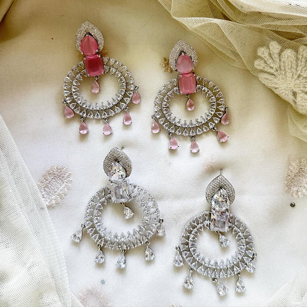 Silver CZ Circle Shine earrings - Adorna