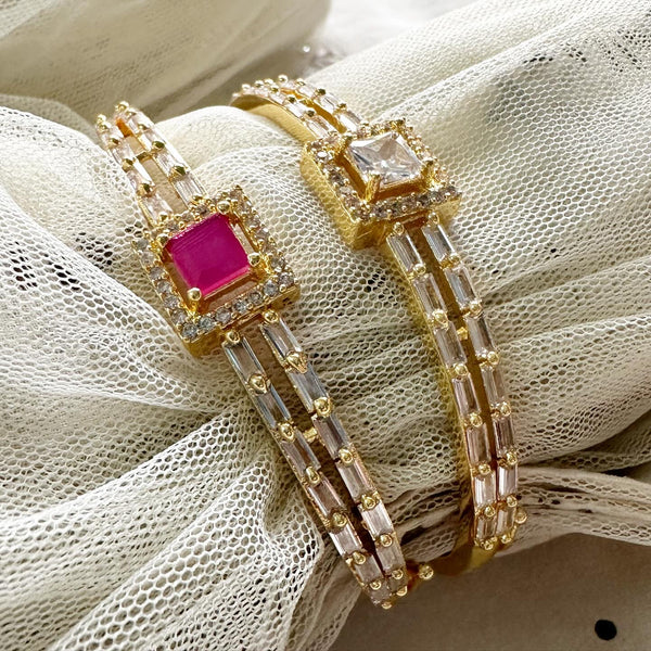 Gold CZ square thins bracelet