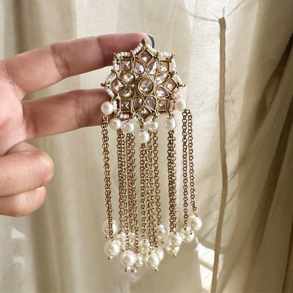 Polki Periwinkle Tassel long earrings