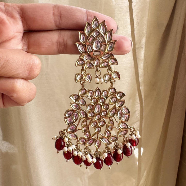 Thee-Thamarai jumbo Polki danglers - Adorna