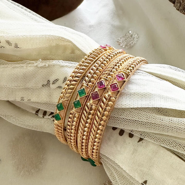 Matte Kemp Leaf bangles - Set of 4