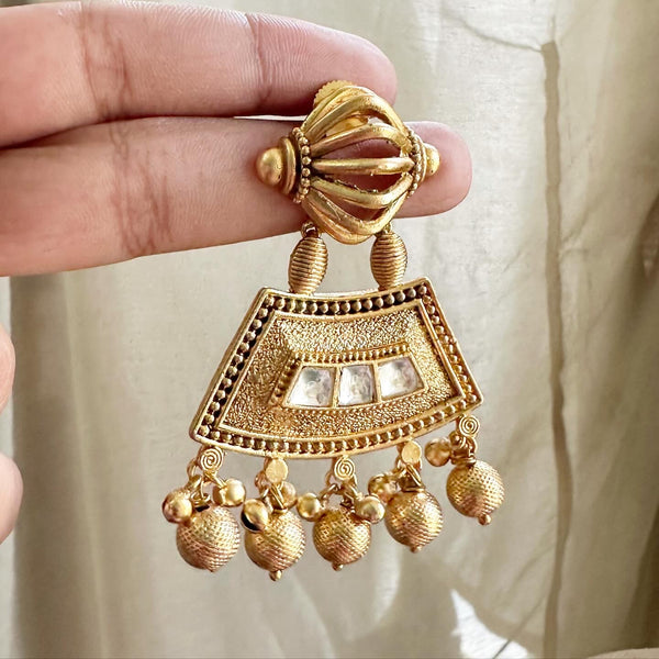 Gold Polki Swing Pret earrings - Adorna