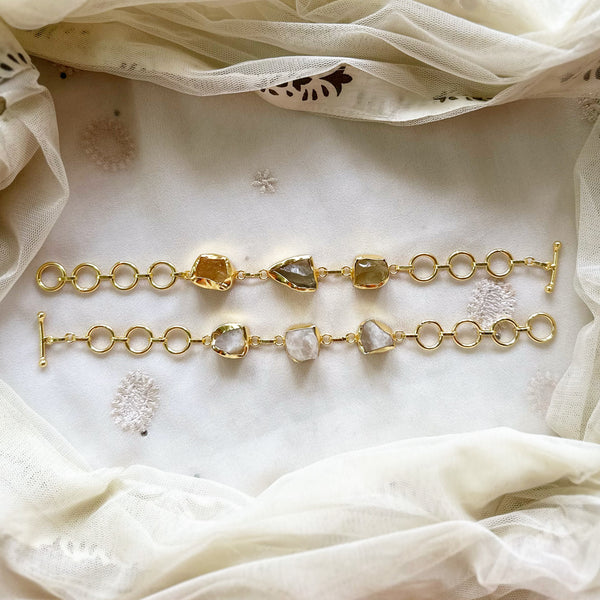 Raw stone openable bracelet