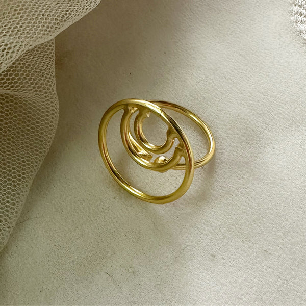 Gold Sophi circles finger ring (size adjustable)