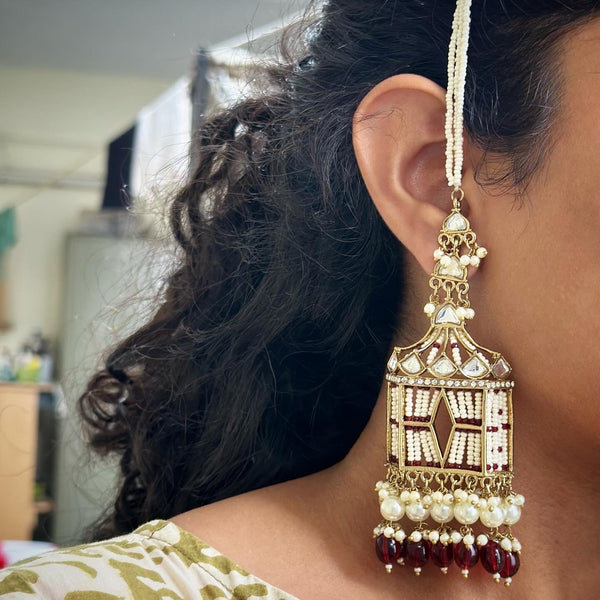 Polki Kundan palanquin earrings - Adorna