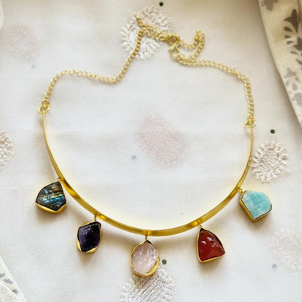 Raw stone gold necklace