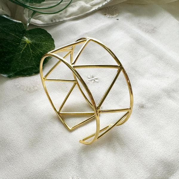 Chevron gold bangle/cuff bracelet - Adorna