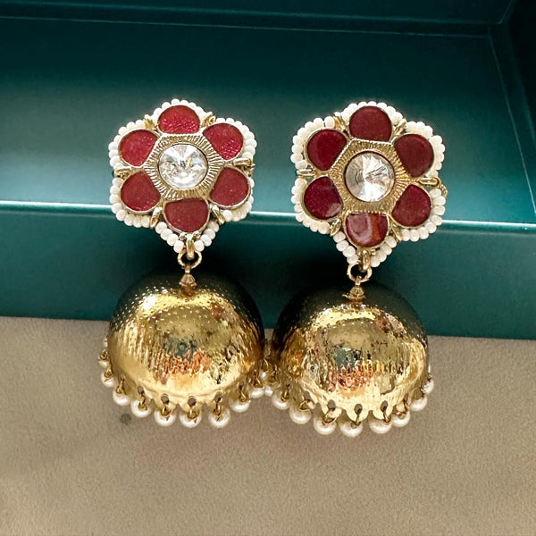 Flower top gold jumkhas - Red