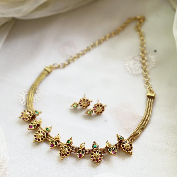 Antique Matte Kemp floral Paisley mesh set - Ruby-Green