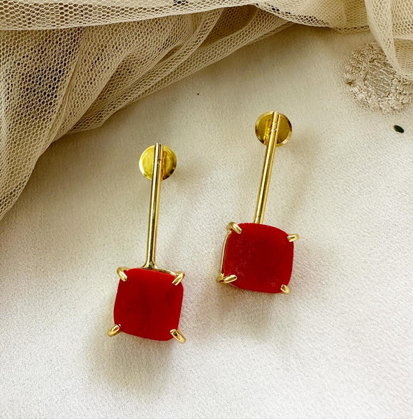 Sleek Raw stone dropper earrings - Adorna