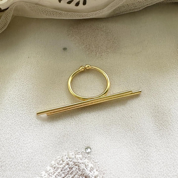Stripes gold contemp finger ring (size adjustable)