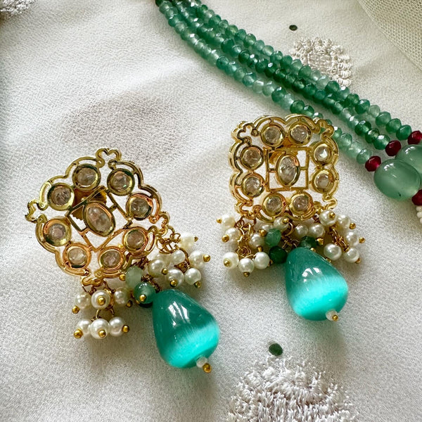 Imperial polki kundan Green short neckset