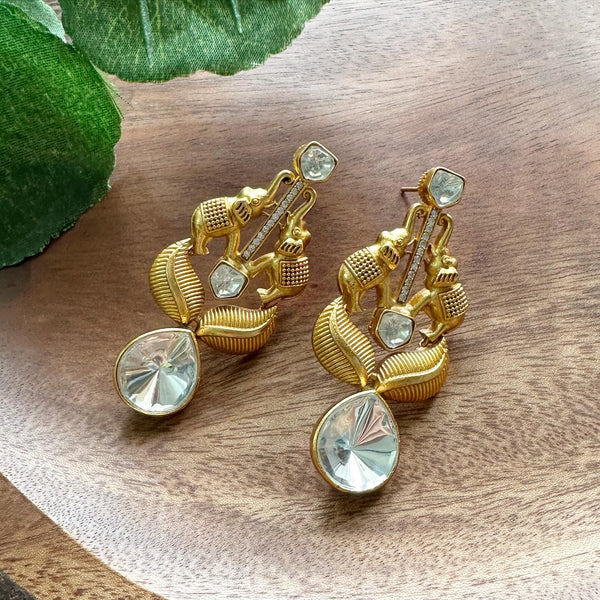 Contemp Haathi Polki long studs