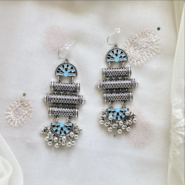 Roman hook long earrings - Silver
