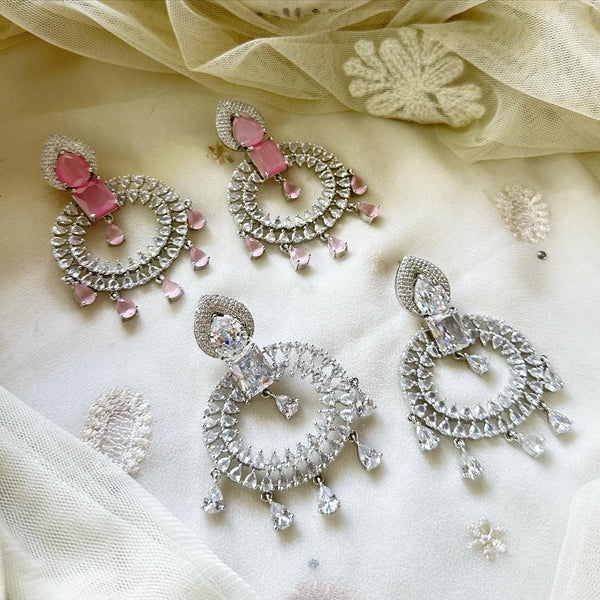 Silver CZ Circle Shine earrings - Adorna