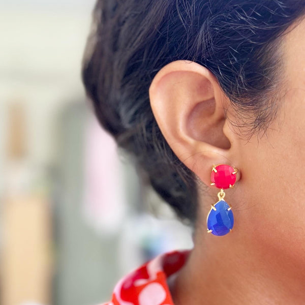 Duo Color drops gold danglers - Adorna