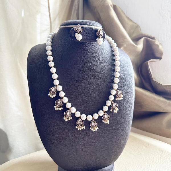 Victoria tear drops beaded mala set - Adorna
