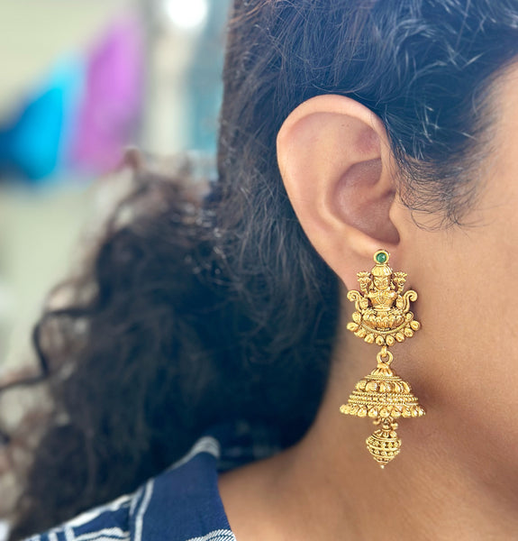 Matte Lakshmi dots drop jumkhas