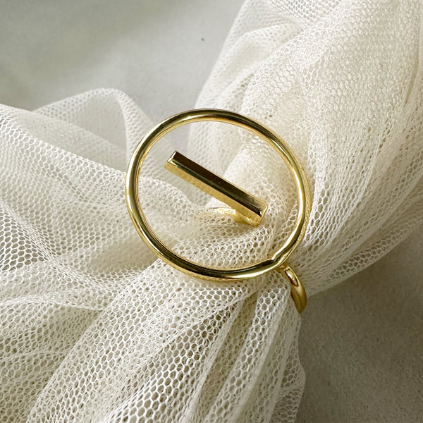 Gold Circle-Line finger ring (size adjustable)