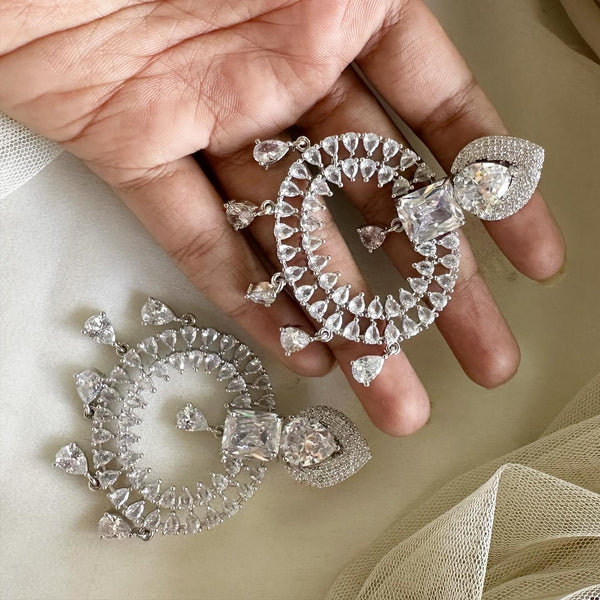 Silver CZ Circle Shine earrings - Adorna