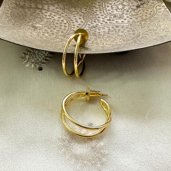 Gold hoops stud earrings - Adorna