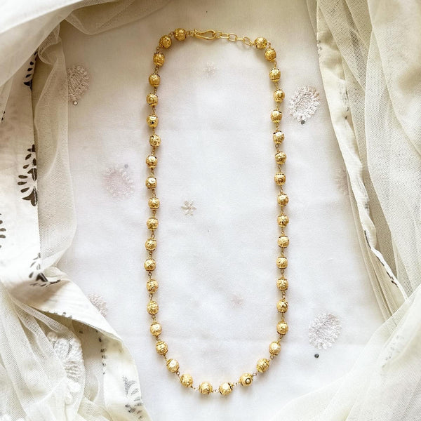 Designer gold sphere mala 20 inch - Adorna