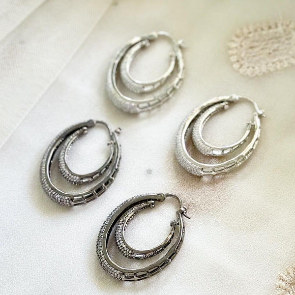 Hola Hoops silver CZ earrings