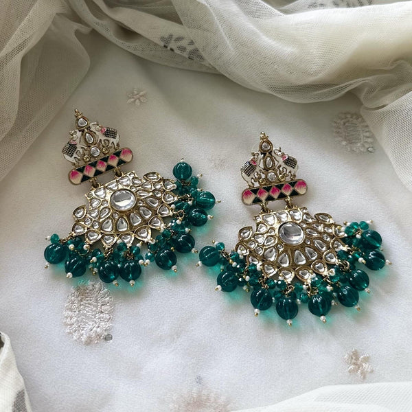 Polki Kundan Haathi Chaandbali earrings - Adorna
