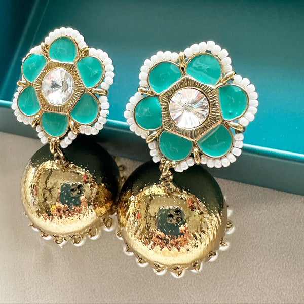 Flower top gold jumkhas - Blue