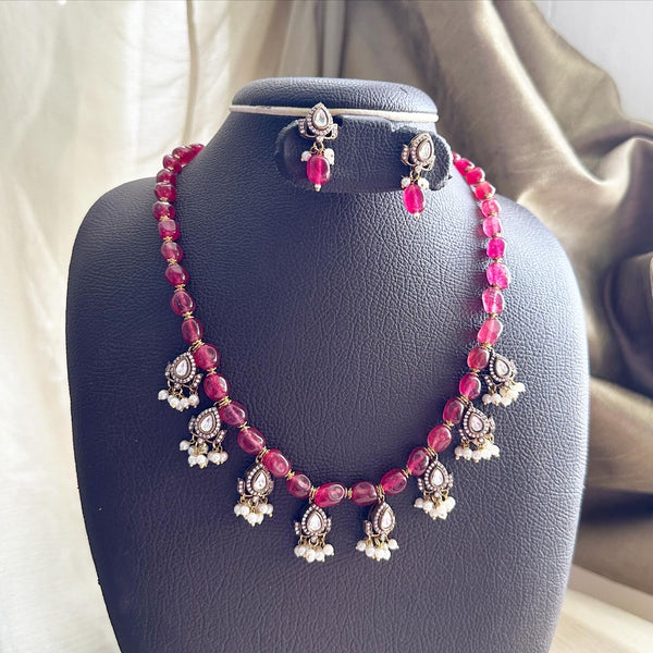 Victoria tear drops beaded mala set - Adorna