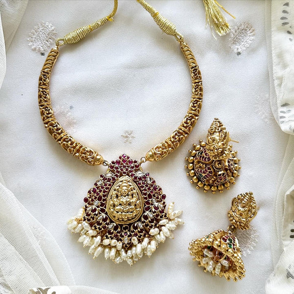 Bridal Lakshmi Kemp peacock designer pipe set - Adorna