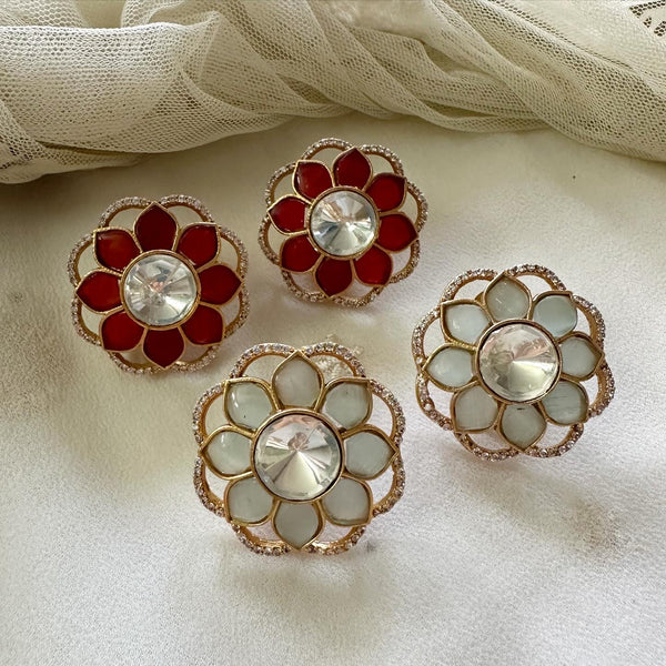 Pretty Floral ring earrings - Adorna