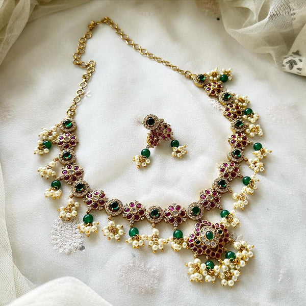 Zelena - Antique Kemp green beaded gutta short set