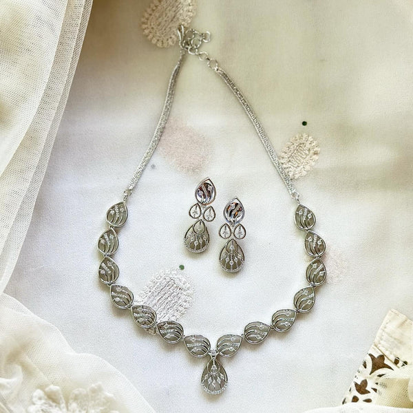 Silver tear drop CZ stripes short set