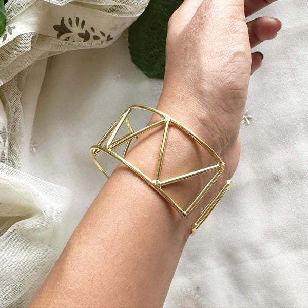 Chevron gold bangle/cuff bracelet - Adorna