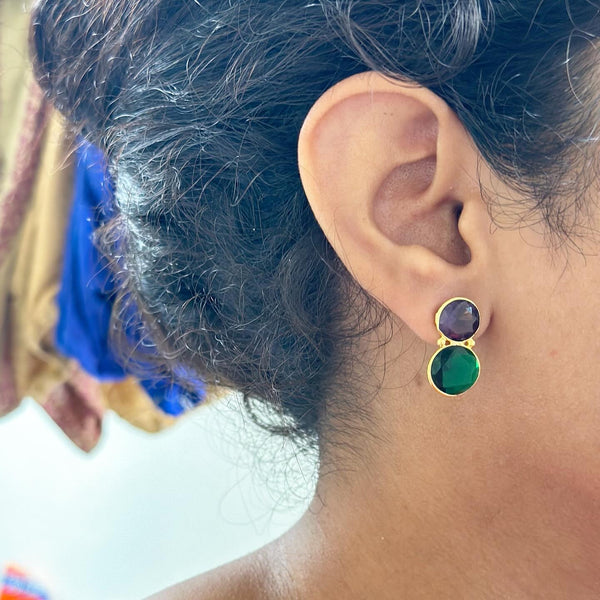 Double Dollops cut stone earrings