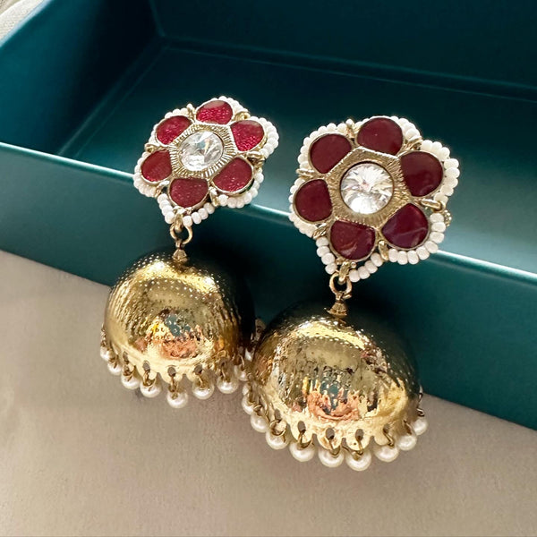 Flower top gold jumkhas - Red