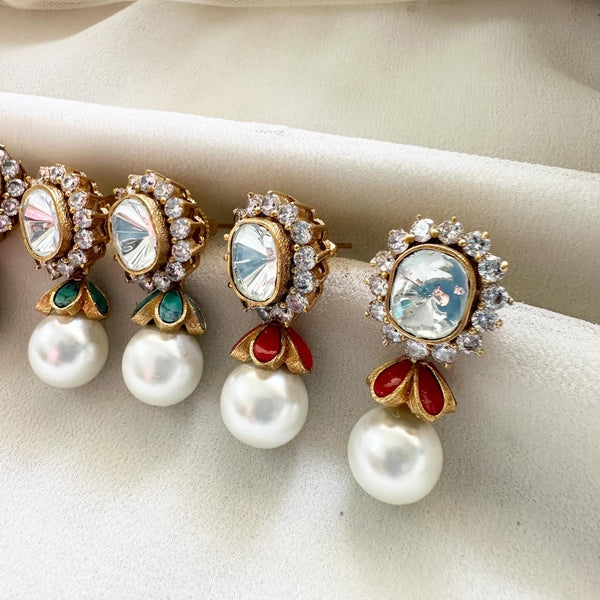 Polki Kundan Jadau umbrella pearl drops