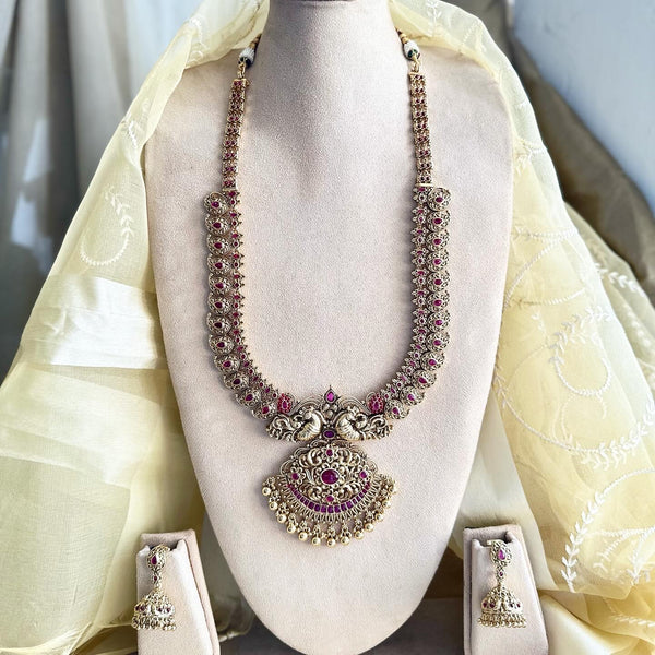 Bridal Peacock Paisley Grandeur haaram set - Ruby