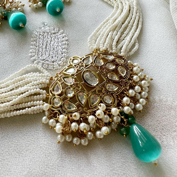 Imperial polki kundan Green short neckset