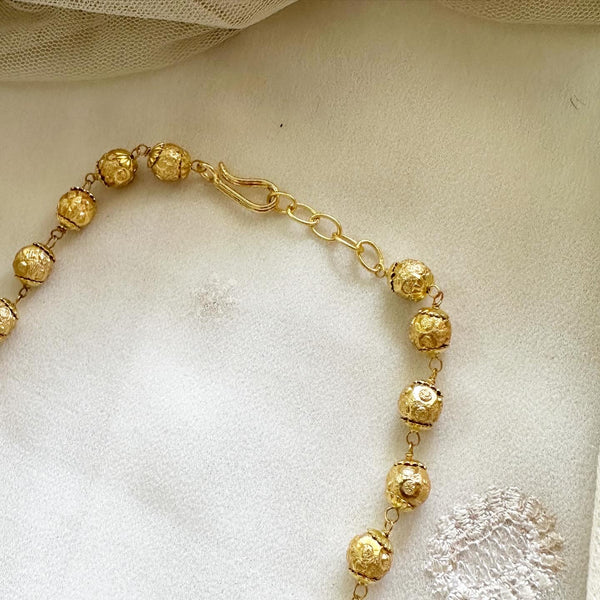 Designer gold sphere mala 20 inch - Adorna