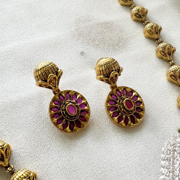 Chakra flower-mottu beaded long mala set