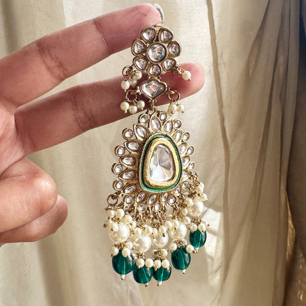 Polki 1D Floral long earrings