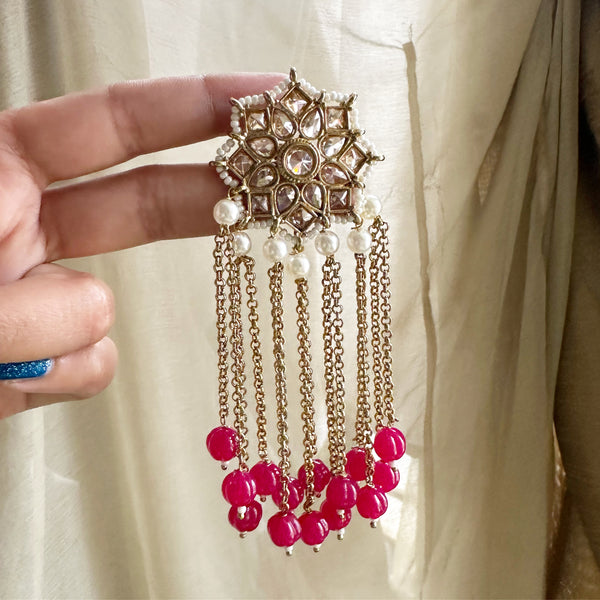 Polki Periwinkle Tassel long earrings